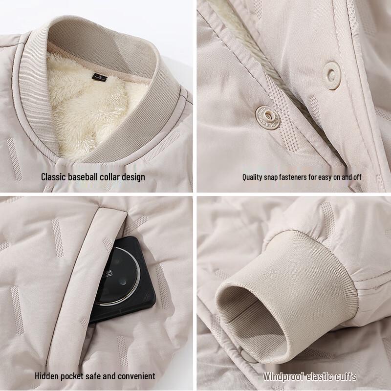 Jeanswest Men's Winter Fleece-Lined Baseball Collar Jacket