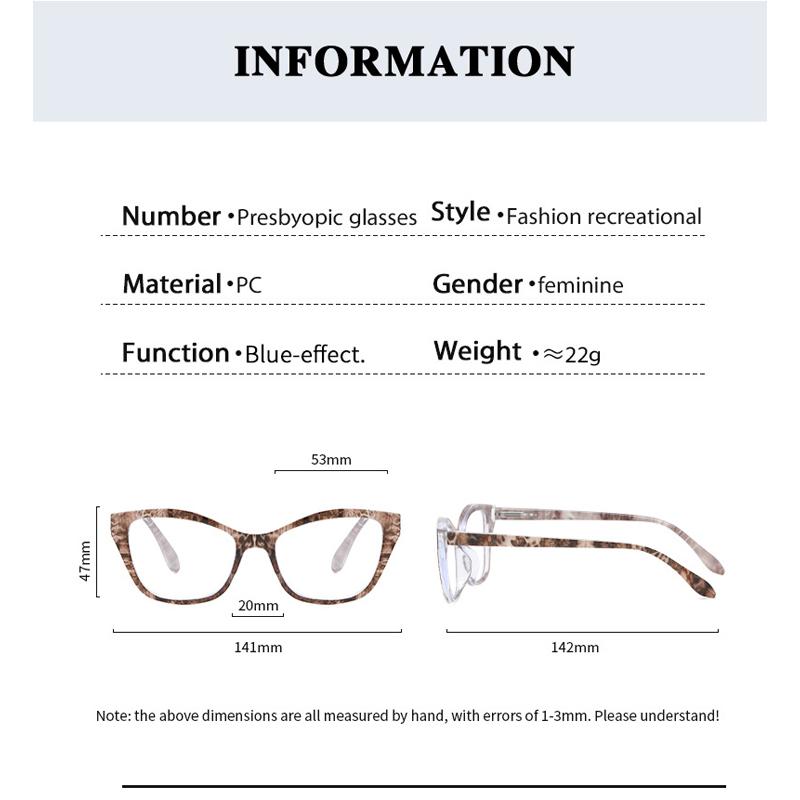 Kunststoff Lesebrille für Herren Große Katzenaugen Modische Weitsichtigkeitsbrille für Damen Blaulichtfilter Brille Alterssichtigkeit +1+1.5+2.0+2.5+3.0+3.5+4.0