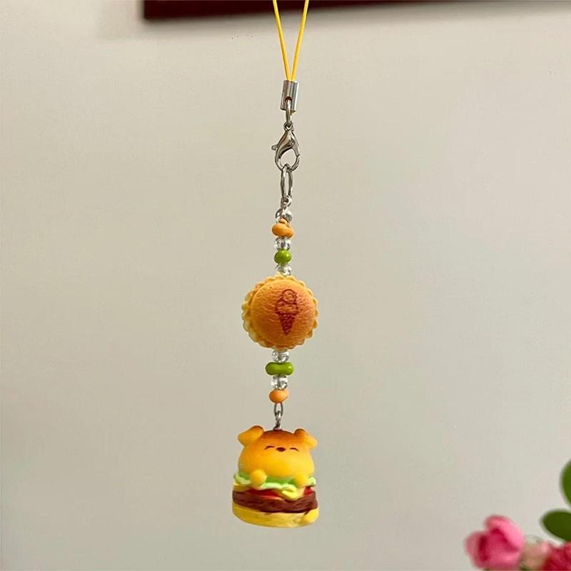

3D Еда Милый Гамбургер Собака Кошка Телефон Подвески Милый Стая Животных Коала Утка Слон Брелок Сумка Подвеска Камера Украшения