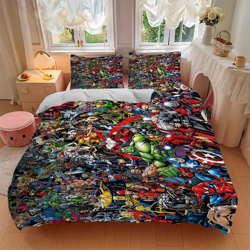 Superhero Comic Collage Print 3Pcs Bedding Setduvet Cover With 2 Bedropillowcase Home Birthday Gift