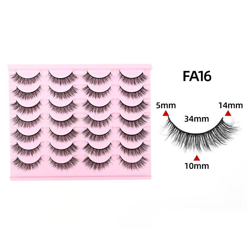 Cross-border European and American Style Flared Lashes, 14 Pairs of Thick, Curled, Naturally Three-dimensional One-piece Lashes