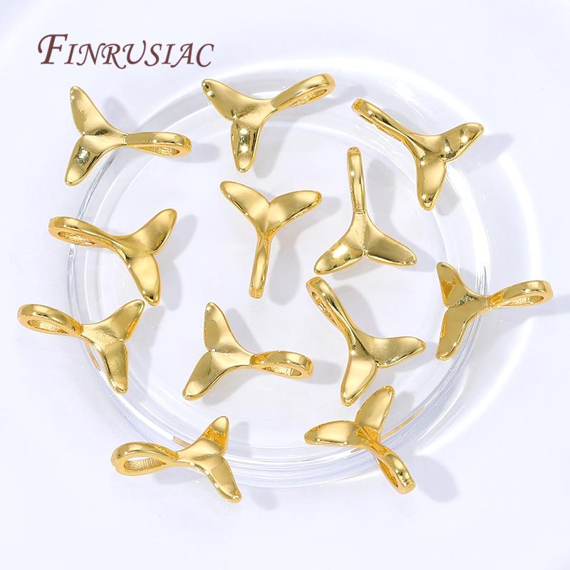 5/10 Stück 18K Gold Plated Fischschwanz Anhänger Für Schmuck, Messing Anhänger Für Halsketten Herstellung Zubehör