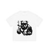 Black T Shirt with Bulldog Smoking Cigar Tattoo Design for Casual Streetwear Style