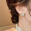 Zircon butterfly stud earrings fashionable, sweet and exquisite earrings light luxury high-end earrings women