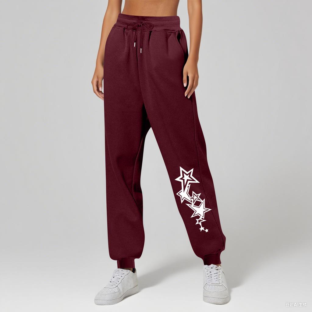 Ladies' Printed Unisex Casual Pocket Drawstring  Pants