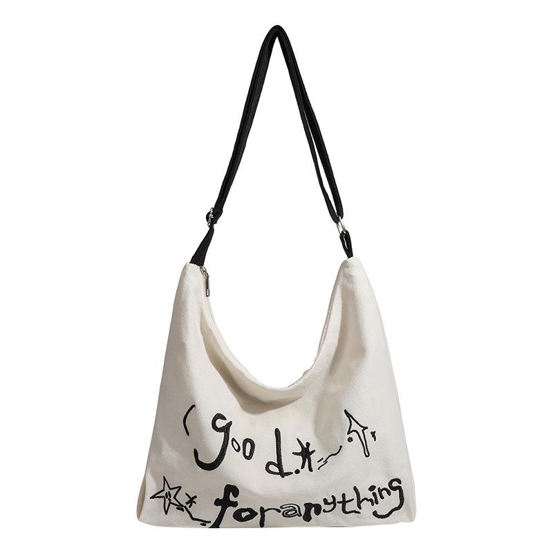 Fashion Shoulder Bags College Students Attending Classes Women Bags New Retro Canvas Bag Niche Leisure Versatile Trend Tote Bags