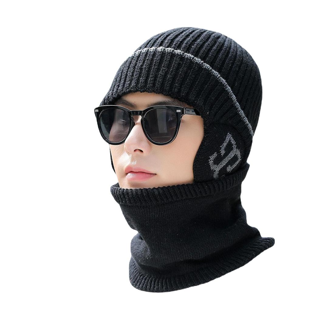 Hats for Men Winter Warm and Cold Proof Woolen Hats Men's Knitted Hats Men's Big Head Cold Hats Boys' Chaowenling Cotton Hats