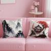 theme Chinese Ink Painting Style Cushion Cover Soft  EasyWash Pillow Case  Versatile for Couch Bed Travel and Office