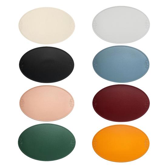 Yousheng Oval Placemat Dining Table Heat Insulation Pad Imitation Leather Waterproof Placemat Protect Table Top from Scratches And Spills for Home