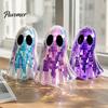 Reflective Mosaic Art Disco Ghost Tabletop Ornament, Iridescent Mirror Figurine, Retro Holiday Atmosphere Ornament Halloween Party Decor, Cute Spooky