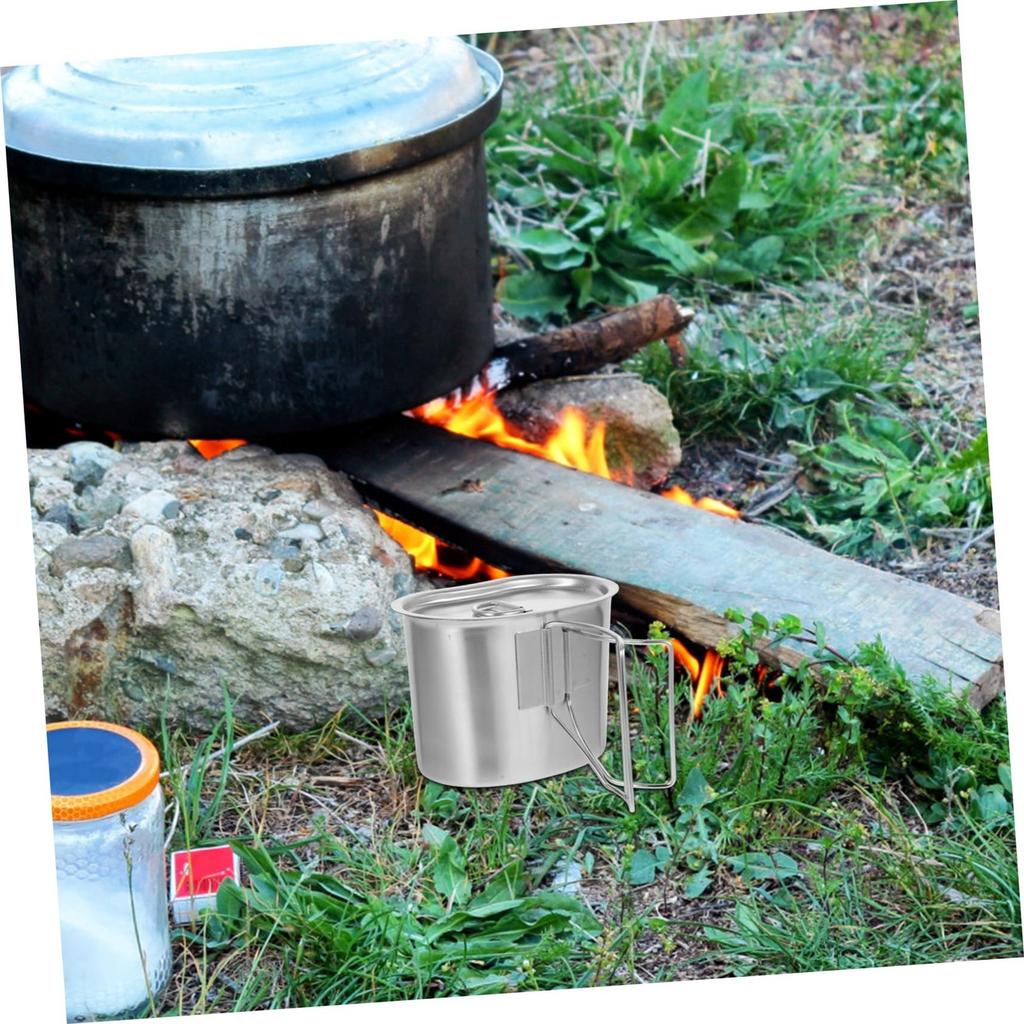1pcs Stainless Steel Camping Pot Outdoor Food Container For Hiking Easy To Clean Suitable For Camping Picnic Backpacking Travel