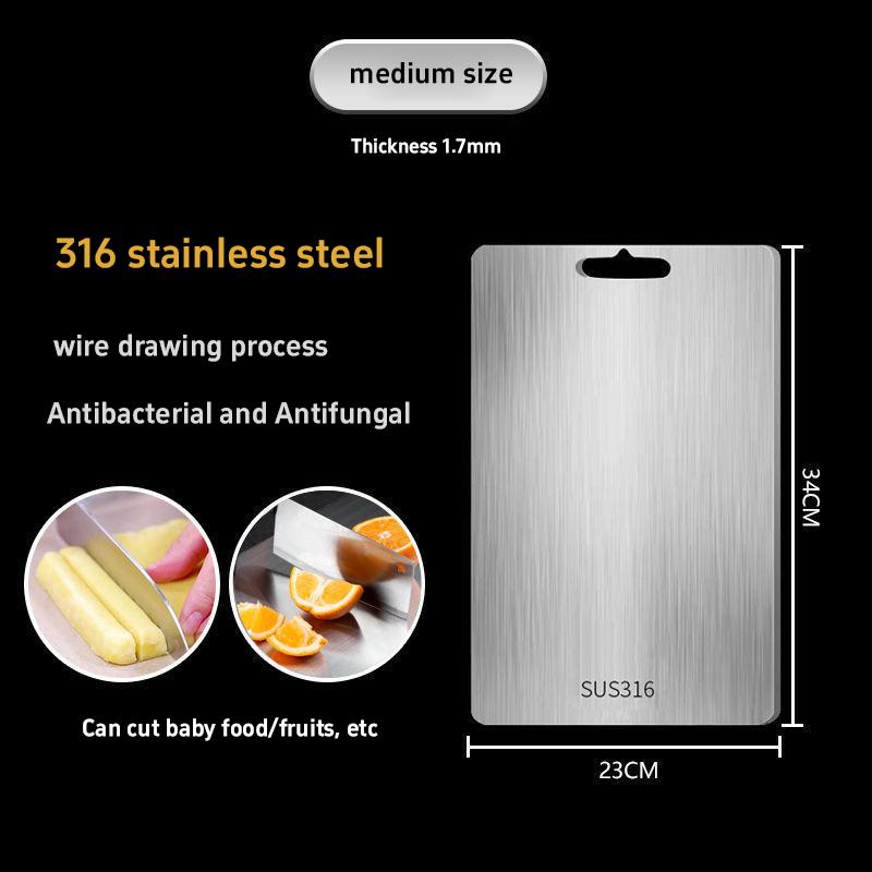 316 Stainless Steel Panel and Chopping Board Kitchen Household Thickened Double Sided Cutting Board Block Kneading Dough Boards