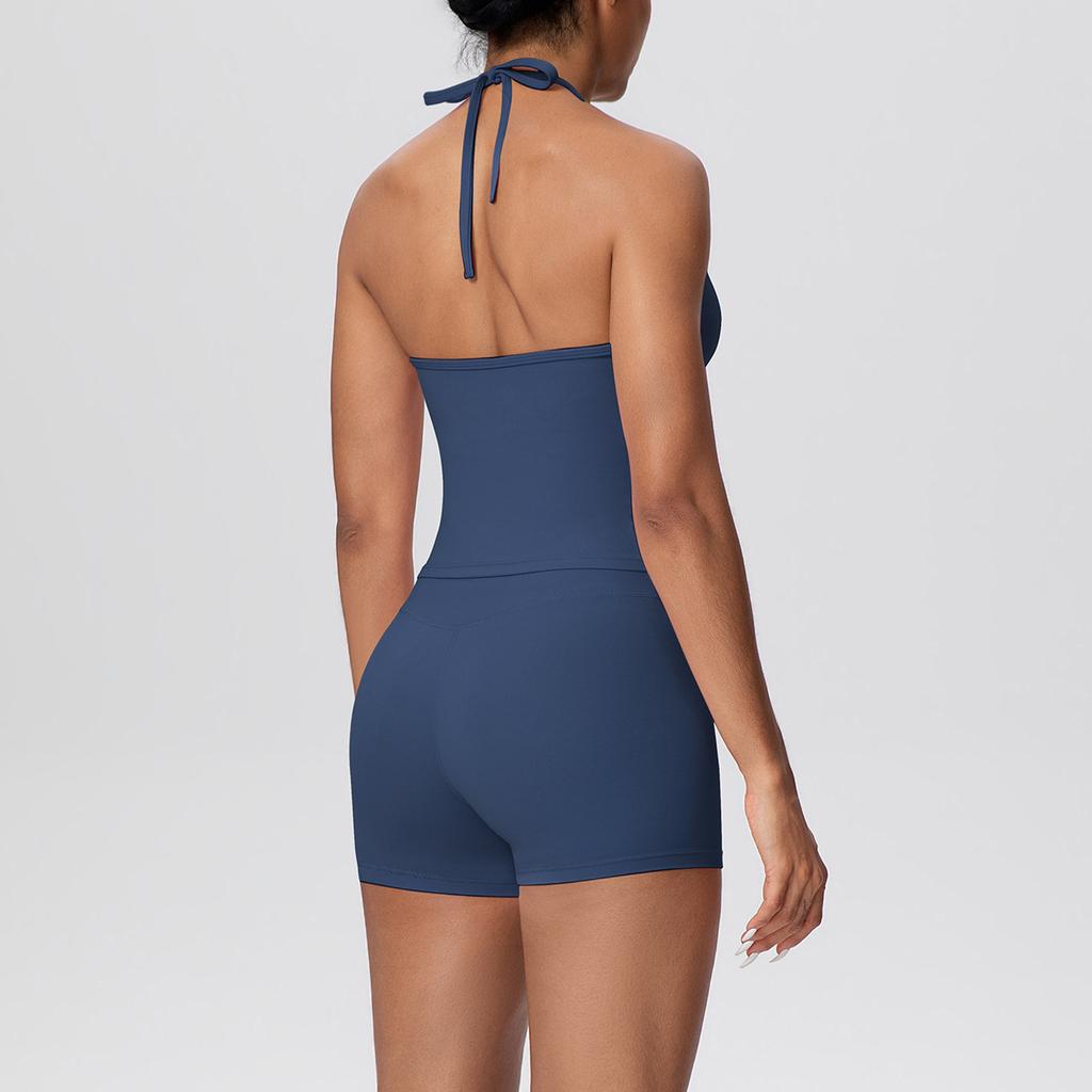 New Pure Color Brushed Back Strapless High-Waisted Yoga Set For Women - Sports Running Fitness Ensemble