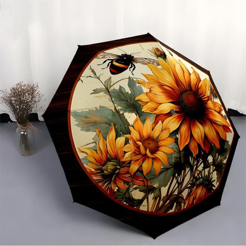 1pc Sunflower Bouquet Automatic Folding Umbrella. Portable Collapsible Design, Best Birthday Festival Gift Yy250924167