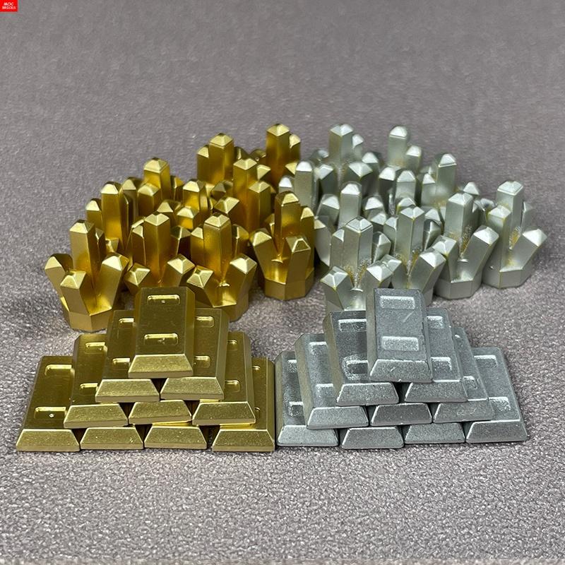 Non-Toxic Moc Bricks Utensil Ingot Bar Dollar Coin Money Gold Silver Painted Gold Gem Treasure Box 99563 Building Blocks Children'S Toys