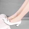 Woodpecker Women's Genuine Leather Mid-Heel Slip-On Shoes 2025 - Chunky Heel for Spring and Autumn