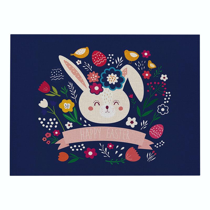 Easter meal mat, cartoon rabbit kitchen insulation coaster, heat-resistant cotton and linen Western style mat home decor