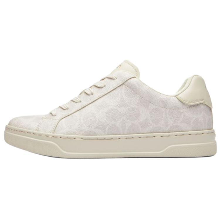 Coach High Line Synthetic Leather Printed Round Toe Lace-Up Low-Top Sneakers Women Sneakers Gray White CCN67-OFW