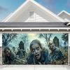 Ein 2D-Flachbanner mit dem Thema Zombie-Friedhof, sehr gut geeignet für Garagentore, Partydekorationen und Heimdekoration.DJH