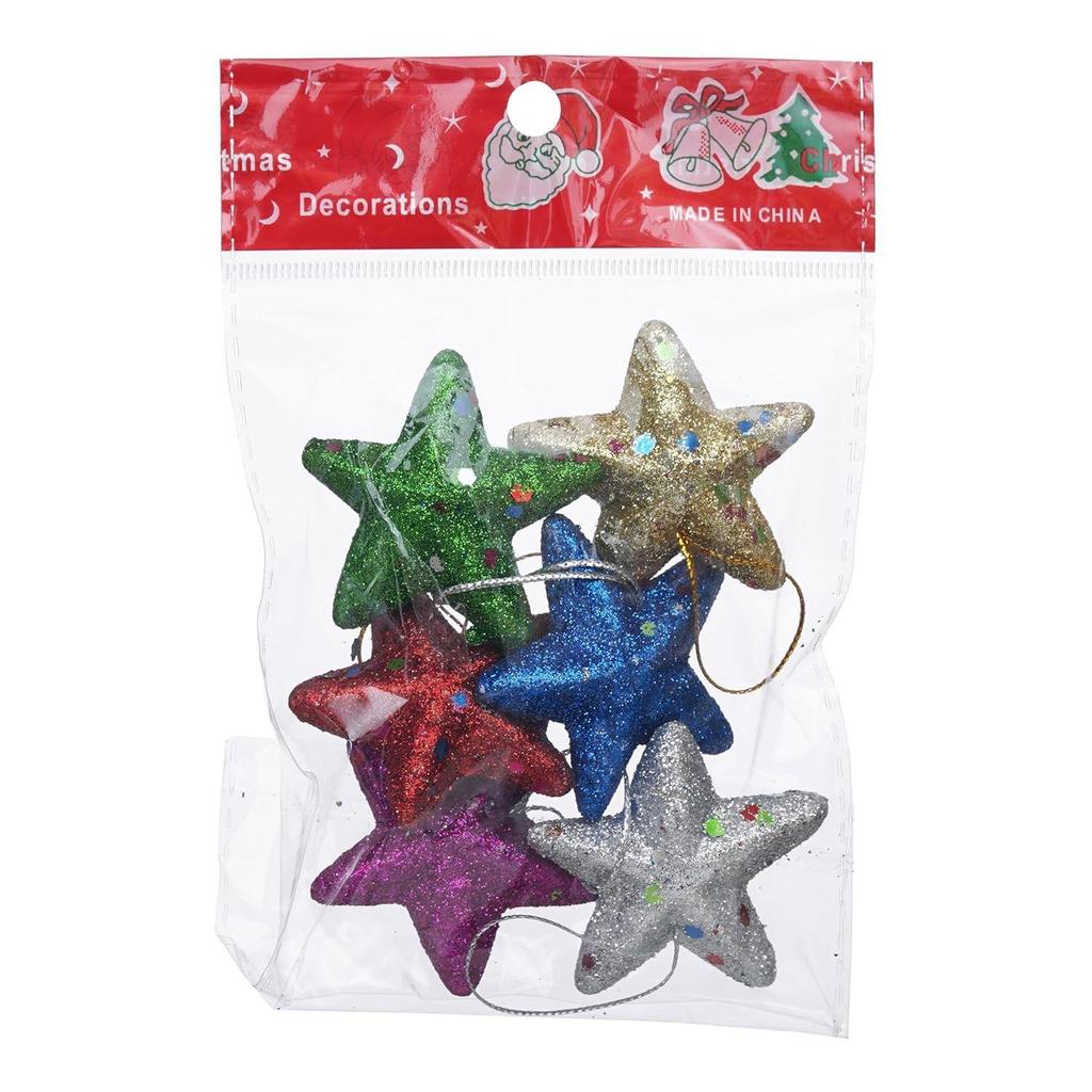 Wielokolorowe Brokatowe Gwiazdy(Zestaw 6)| na choinkę| gwiazda na choinkę | gwiazdki bożonarodzeniowe wiszące na zewnątrz wewnątrz dom biuro kościół