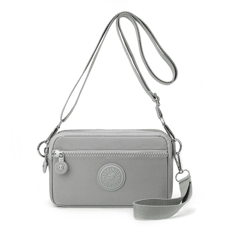 LADIES HANDBAG Crossbodytas Lichtgewicht Nylon Kleine Tas Dames Meerdere Zakken Schoudertas grijs
