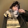 Snowflake double-sided knitted scarf, women's autumn and winter Korean atmosphere, thickened and warm, high-end scarf, retro shawl