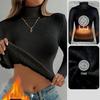 Warm Velvet Lined Womens Turtleneck Sweater Long Sleeve Knitwear Elastic Breathable Base Layer Top Solid Color