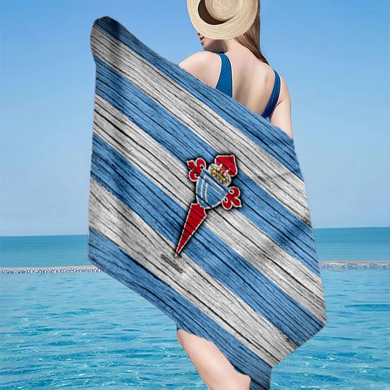 1 Stück Celta Vigo Wappen Leuchtendes Strandtuch - Weiche, Saugfähige Mikrofaser, Leicht, Ideal für den Strand, Partys, Reisen, Camping Fan-Geschenke