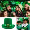 Irish Saint Patricks Day Shamrock Hat Funny National Day Hat Personality Carnivals Party Christmas Adult Flat Top Hat
