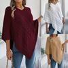 Autumn Winter Women's Solid Color Twist Knit Loose Poncho Sweater Coat