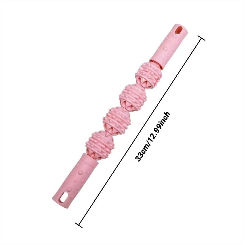 Durable And Safe 4 Ball Roller Muscles Massage Stick Relaxation Yoga Fitness Wolf Tooth Fascia For Calves Thighs Quadriceps Arms Forearms