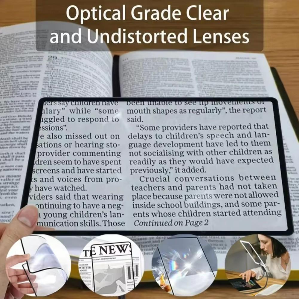 Full Page 3X /5X Magnifying Glass - Ultra-thin Aid Magnifying Lens Loupe for Book Page Reading Small Prints