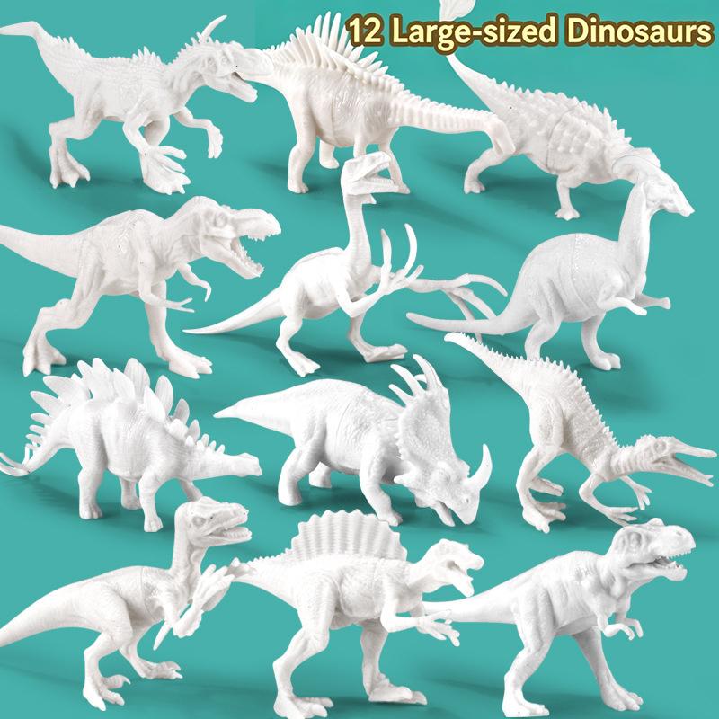 Paintable Dinosaur White Embryo Toy 1 Set DIY Graffiti Animal Model for Kids Educational STEM Craft Home Entertainment