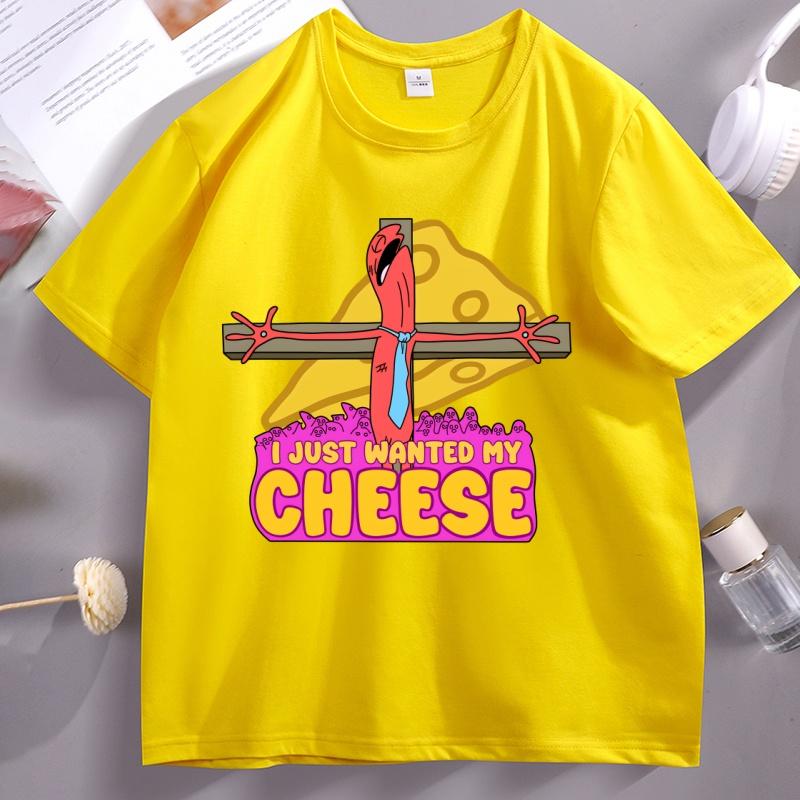 I Just Wanted My Cheese Tshirts Funny Graphic Printed Tshirt Cotton Short Sleeve Loose Tees Unisex Streetwear Comfortable