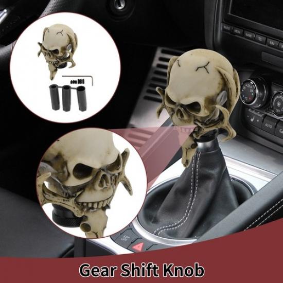 10cm Skull Automatic and Manual Shift Knob with 3 Adapter Resin Beige 1 Set