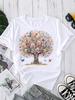 (Asian Size) Print O-neck style flower Fashion Female Casual Women's Top T Clothing Graphic Tee Short Sleeve T-shirts