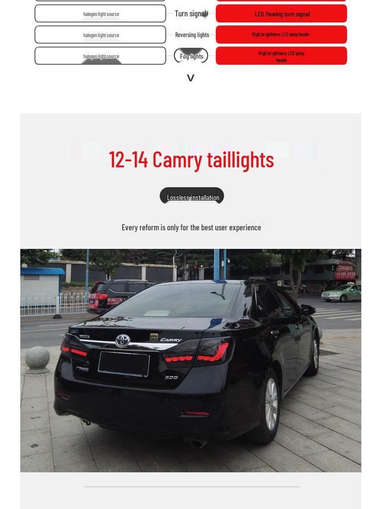 LED Dragon Scale Daytime Running Lights & Streamer Turn Signals for 12-14 Camry (7th Gen)