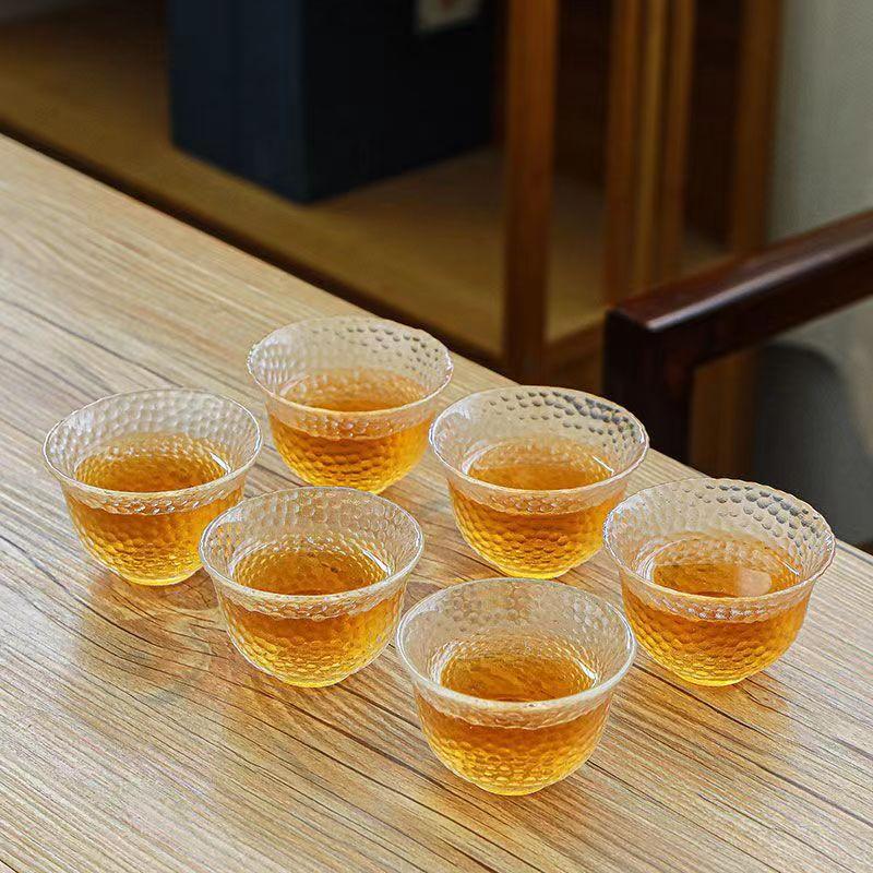 Vynikající skleněná květinová čajová sada 6 ks/sada Velkoobchod kávové šálky Krásné čajové hrnky Japonský hrnek Čajové šálky Porcelánová čínská miska