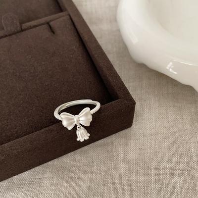 Matte Metal Lily Of The Valley Bow Ring Women'S Niche Design Sense Personality Fashion Temperament Versatile Ring Ring