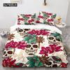 Povlak na přikrývku Sugar Skull King Mikrovlákno Růžový Ložní Set Květinová Lebka Povlak na Přikrývku Černá Červená Oranžová Kostra Jednolůžkový Povlak na Prošívanou Přikrývku