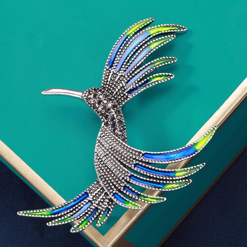 Japan Og Sør-Korea Søt Kreativ Kolibri Brosje Mote Legering Emalje Oljedråpe Diamant Nål Smykker
