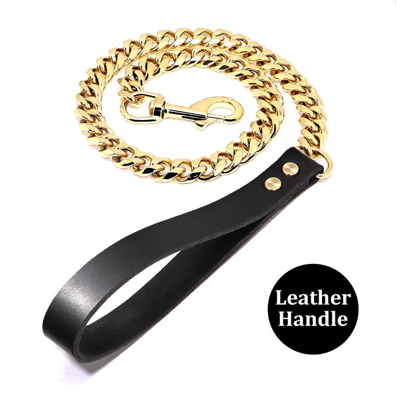 14MM 304 Stainless Steel Dog Chain Collar And Leash Super Strong Dog Metal Collar Choke Silver Gold Pet Lead Rope For Party Show