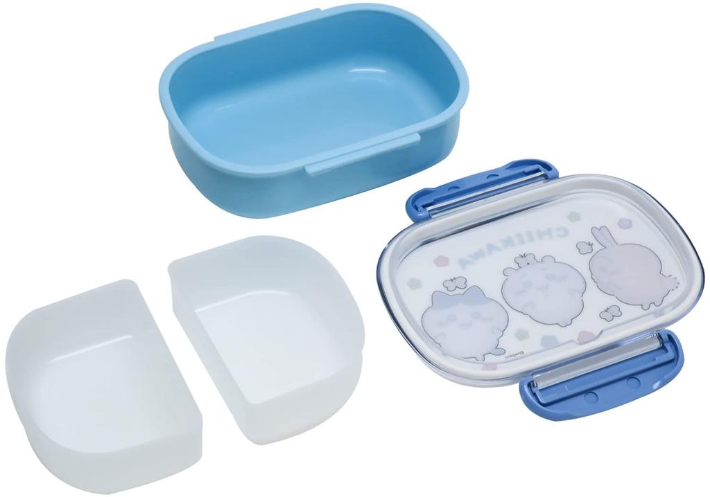 OSK Chiikawa Lunch Box Inner with Two 145ml Inner Made In Antibacterial Blue (with Lid), 360ml, Lids, Japan, PCR-7