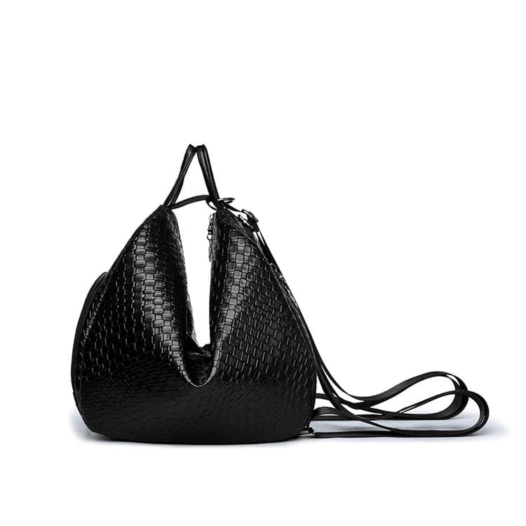 Schwarzer gewebter Kunstleder-Rucksack Freizeitrucksack