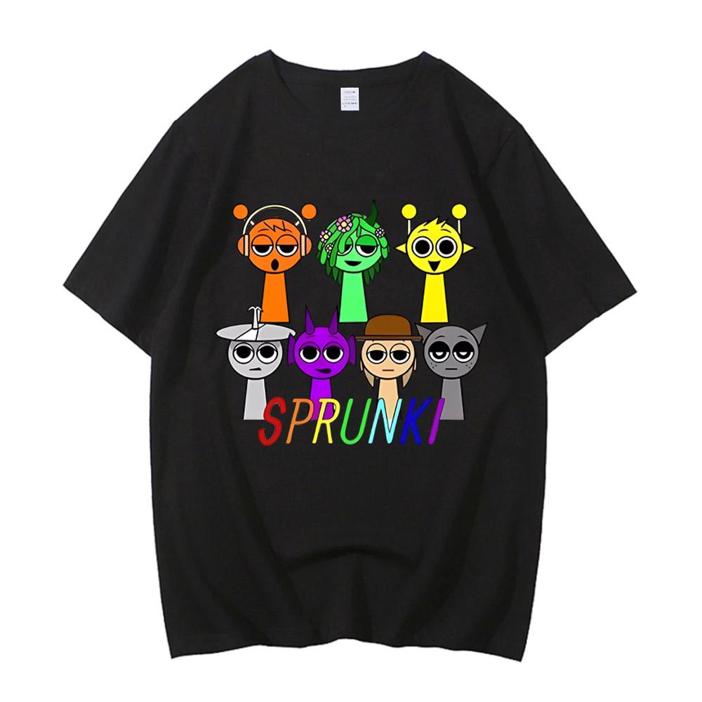Sprunki T Shirt Men Fashion Casual Cartoon Incredibox T-Shirts Loose O-Neck Short Sleeve High Quality Cotton Tees