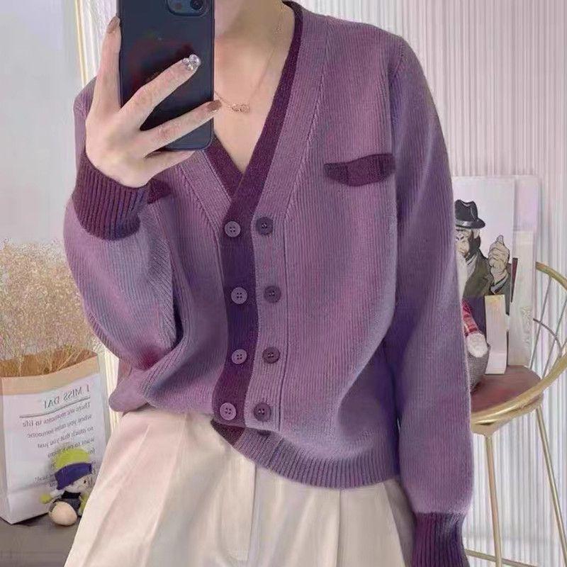 Frühling Strickjacke Frauen Koreanische Version Lose Feste Ausländischen zweireiher Strickjacke Vielseitig Weiche Klebrige Pullover Mantel Frauen