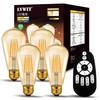 ANWIO Filament Bulbs, LED Edison Bulbs, 600LM, 60W Equivalent, E26 Base, Remote Control Included, Set of 4, Brown, Stepless Dimming, Wide Beam