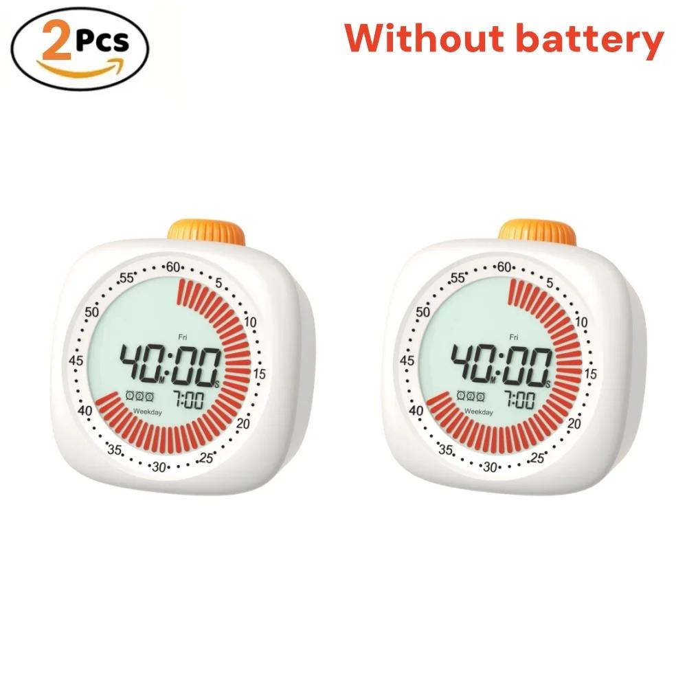 Pomodoro Digital Visual Timer with 3 Alarm Clock, All In One 60min Study Kitchen Shower Blacknight Cute Timer, Time Manager Tool