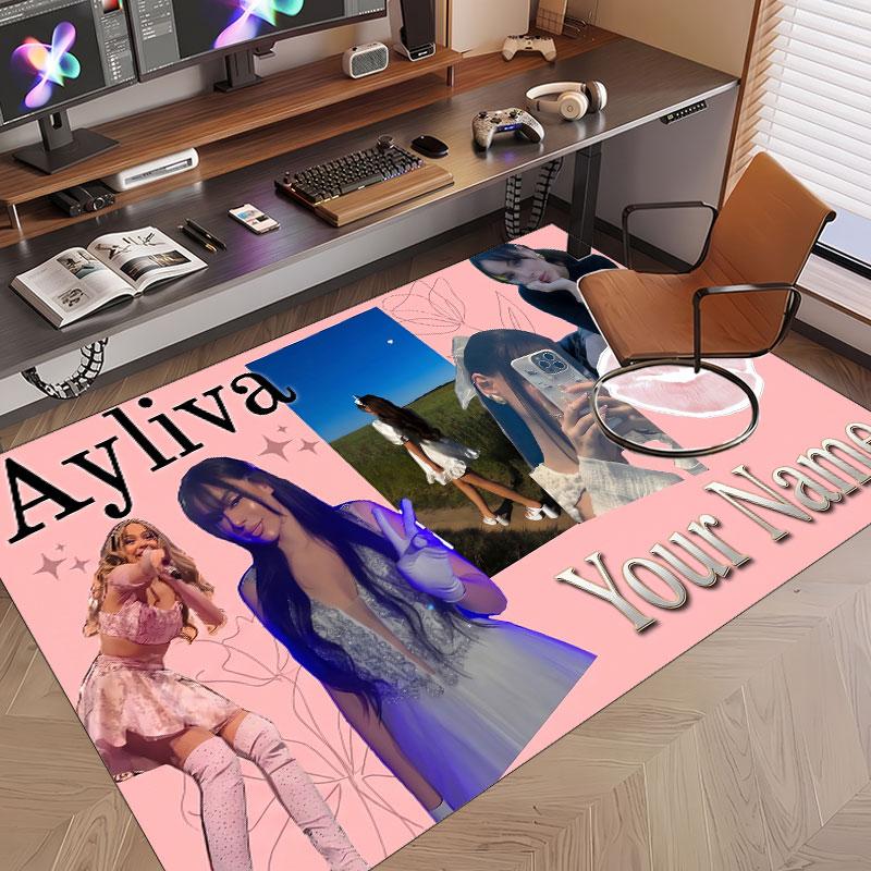 Custom Name Crystal Velvet Rug,Ayliva Comfortable Anti Slip Floor Mat For Room Decoration