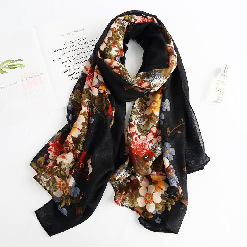 Cotton and Linen Scarf for Women In Autumn and Winter New Versatile Warm and Fashionable Letter Scarf Decorative Shawl
